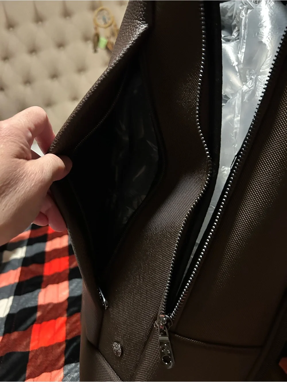 Robert Graham Chocolate Brown Pebble Leather Laptop Backpack